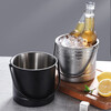 He Jiagong stainless steel thickened ice bucket KTV bar bucket fried chicken snack bucket commercial ice bucket creative red wine bucket stall 1 thickened natural color ice bucket 1.6L