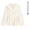 ELLASSAY (ELLASSAY) new autumn and winter sheep wool soft and elegant hooded terminal style with lace-up woolen coat for women EWB354D01500
