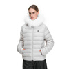 FDR flagship store 90 white duck down detachable fur collar hooded rib down jacket women's winter liner jacket gray L