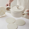 Mili Fengwu Insulation Mat Dining Table Anti-scalding Table Mat High Temperature Resistant Pot Mat Household Round Mat Silicone Rice White 16cm 6 pcs + 22cm pot holder 2 + storage shelf Silicone Insulation Mat
