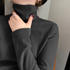 Modal double-sided German velvet turtleneck bottoming shirt for women, autumn and winter new style, thickened velvet, large size outer wear, piles of warm tops, earthy yellow + dark coffee color M, suitable for 80-95 pounds