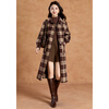Kebel high-end retro plaid atmosphere coat women's 2025 new autumn and winter temperament mid-length woolen coat L