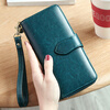 Banyanu 2025 New Women's Wallet Women's Long Genuine Leather Wallet Women's Fashion Wallet Large Capacity Clutch Dark Green (Embroidery Thread) - Anti-Theft Brush