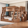 Bunk bed plus thick solid wood high and low bed bunk bed size apartment two-tier bed mother and child bed parent and child bed bunk bed ladder upper bed width 130 lower bed width 150 (comes with bookshelf)