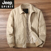 JEEP SPIRIT autumn and winter business casual quilted lapel jacket men's American retro thickened workwear washed cotton top men 326 khaki quilted S
