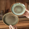 Bone plate household Japanese tableware retro style creative ceramic special restaurant personalized round plate dessert plate Qingxin-bone plate kiln turned green (slightly flawed) 1 piece 5.5 inches