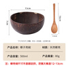 Badger yogurt bowl with spoon wooden dessert fruit salad home breakfast oatmeal natural coconut shell bowl