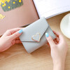 Fuyan's new simple and fashionable short wallet card bag thin Korean style buckle coin purse student ladies wallet female short pink E