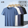 Modal cotton men's short-sleeved T-shirt, round neck, ice silk-feeling T-shirt, solid color business half-sleeved bottoming shirt, summer ultra-thin, two-piece set, nickel gray + lime lime L/170