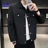 ROMON jacket men's autumn and winter cotton new casual trendy cotton lapel jacket men's ZHL21 black XL