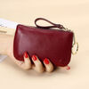 Ye Yu 2025 New Soft Leather Zipper Small Wallet Simple Keychain Coin Bag Portable Thin Coin Purse for Women Burgundy Real Soft Leather Texture/Upgraded Thickening