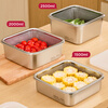 WELLMEET stainless steel dish basin rectangular drain basket kitchen household vegetable preparation basin food grade thickened fruit washing drain basket 2500ml drain basket-free lid-washable vegetables
