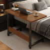 Yusenyi Desk Table Simple Mobile Foldable Rental House Mobile Bedside Simple Computer Table Bedroom Home Small Table (Single-layer Model Can Be Lifted) 80x40cm Warm White