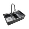 Submarine handmade large single-slot kitchen sink 304 stainless steel sink with cutting board sink under counter above counter basin gun ash 78*48cm waterfall water outlet
