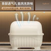 Popular model on the Internet Kitchen tableware storage box cupboard drawer-type storage rack with cover for dishes and dustproof food-grade bottle material 34*26*26cm cream yellow can hold 12 bowls or 10 plates