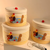 Fanye's polka-dot puppy woven storage basket household dust-proof covered snacks and miscellaneous storage basket large-capacity toy storage box