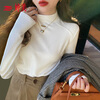 Tingmei half turtleneck brushed bottoming shirt for women, herringbone raglan autumn and winter warm inner layer, slim and stylish, can be worn outside T-shirt top