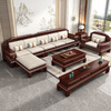 Muyouting Wujin wood new Chinese style all solid wood sofa living room winter and summer dual use simple log sofa small apartment combination set 1+2+3+ coffee table