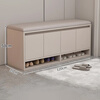Zhengyi spot quick-release solid wood shoe-changing stool at the entrance of the home entrance hall cabinet that can be seated and stored with soft bags, short shoe cabinet, milk coffee color (120*35*50cm)