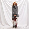 UNIFREE Korean autumn and winter woolen coat heavy loose plaid splicing fashionable woolen coat gray M