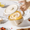 ASCOR multifunctional egg beater manual household semi-automatic egg whisk cup whipped cream filter stirring dough mixer milky white - 1 pack semi-automatic spring press