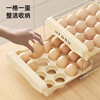 Chushe egg storage box, refrigerator-specific egg tray, drawer-type egg rack, household egg box rack, food preservation box, 1 pack, upgraded model, orange-32 grids, double-layer drawer storage