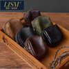 LISM international first-line brand retro cowhide Bluetooth headset bag car key storage bag card bag gender-neutral coin purse black embossed