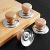 Fat Donglai's same style pot lid handle, wooden universal pot lid cap, solid wood anti-scalding pot lid, top cap, button top pot, solid wood cap, anti-scalding, 1 pack, stainless steel is more durable