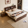 Lin's home double bed 1.8 meters 1.5 meters 1.5 meters thickened bedroom walnut color bedside storage Yueye series UM2A high box storage bed double drawer at the end of the bed 1800*2000mm single bed