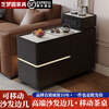 Zhimeng Round Sofa Side Cabinet Side Table Movable Living Room Light Luxury High-Level Side Solid Wood Coffee Table 2025 New Balcony Tea Table Warm White - Upgraded ENF Grade Solid Wood Cabinet + Bull Socket + Kettle Depth Length 80cm * Width 40cm Get a free gift when placing an order