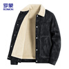 ROMON jacket men's new workwear suede plus velvet thickening fashion versatile casual jacket men ZH55R black XL