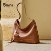 15MINS bag for women 2025 new vegetable tanned light luxury large capacity single shoulder crossbody hobo bag for women commuting ladies bucket bag