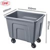 GNF square conical plastic linen cart hotel guest room laundry room hospital work service cart factory material collection cart black extended version