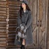 Bailuyu Lapel Big Pocket Woolen Coat 25 Winter New Year's Eve Wool Blended Long Double-sided Woolen Coat for Women Floral Gray M