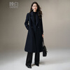 Late White New Product Winter Fashion Retro Mid-Length Coat Crisp and Slim Wool Jacket for Women Dark Blue XL
