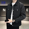 ROMON jacket men's autumn and winter cotton new casual trendy cotton lapel jacket men's ZHL21 black XL