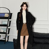 Direct purchase from JD.com | Wool coat for women, double-sided woolen coat, mid-length, loose and versatile, black, one size fits all, recommended 90-130 pounds
