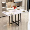 Folding dining table for small households, removable table, foldable wall table, marble pattern storage dining table, white marble pattern + black frame 120x80x75