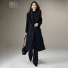 Late White New Product Winter Fashion Retro Mid-Length Coat Crisp and Slim Wool Jacket for Women Dark Blue XL