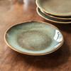 Bone plate household Japanese tableware retro style creative ceramic special restaurant personalized round plate dessert plate Qingxin-bone plate kiln turned green (slightly flawed) 1 piece 5.5 inches