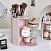 Makeup brush storage box desktop dressing table lipstick eye shadow eyebrow pencil storage rack student dormitory cosmetics storage rack rotatable cosmetics storage box pink 3 layers 1 pack