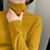 Modal double-sided German velvet turtleneck bottoming shirt for women, autumn and winter new style, thickened velvet, large size outer wear, piles of warm tops, earthy yellow + dark coffee color M, suitable for 80-95 pounds