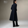Late White New Product Winter Fashion Retro Mid-Length Coat Crisp and Slim Wool Jacket for Women Dark Blue XL