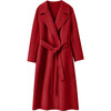 Shandubila New Year Red Long 100% Wool Coat Women's Winter Women's Waist Slimming Double-sided Woolen Commuting Coat