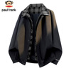 Paul Frank Jacket Men's Spring and Autumn Lapel Plaid Jacket Men's Casual Loose Fake Two-piece Top Black XL