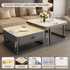 Small craftsman material slate coffee table small apartment living room home light luxury high-end 2025 new simple square combination coffee table gray and white