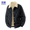 ROMON jacket men's new workwear suede plus velvet thickening fashion versatile casual jacket men ZH55R black XL