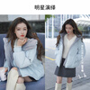 Xiangying Blue Puff Down Jacket Women's Short 2025 Winter New 90 White Duck Down Stitched Hooded Warm Jacket Route Blue S 155/80A/85-95 Jin