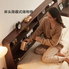 Lin's home double bed 1.8 meters 1.5 meters 1.5 meters thickened bedroom walnut color bedside storage Yueye series UM2A high box storage bed double drawer at the end of the bed 1800*2000mm single bed