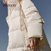 Edition down jacket women's raccoon fur collar hooded long windproof light warm goose down jacket beige color S size is a bit large, it is recommended to order one size smaller